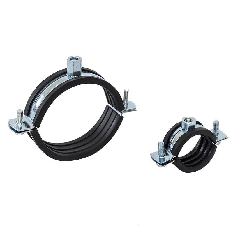 Pipe clamp lined rubber,Pipe clamps with EPDM rubber with M10 nut,zinc